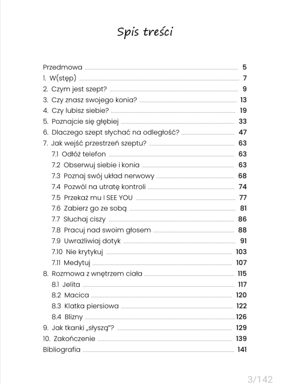 spis treści w przestrzeni szeptu
